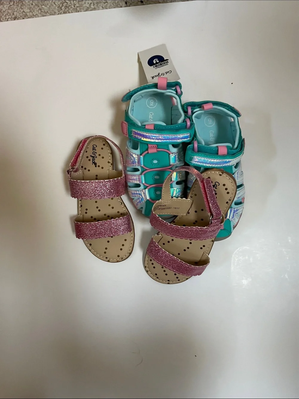 Kids Teal & Pink Active Sandals with Iridescent Straps